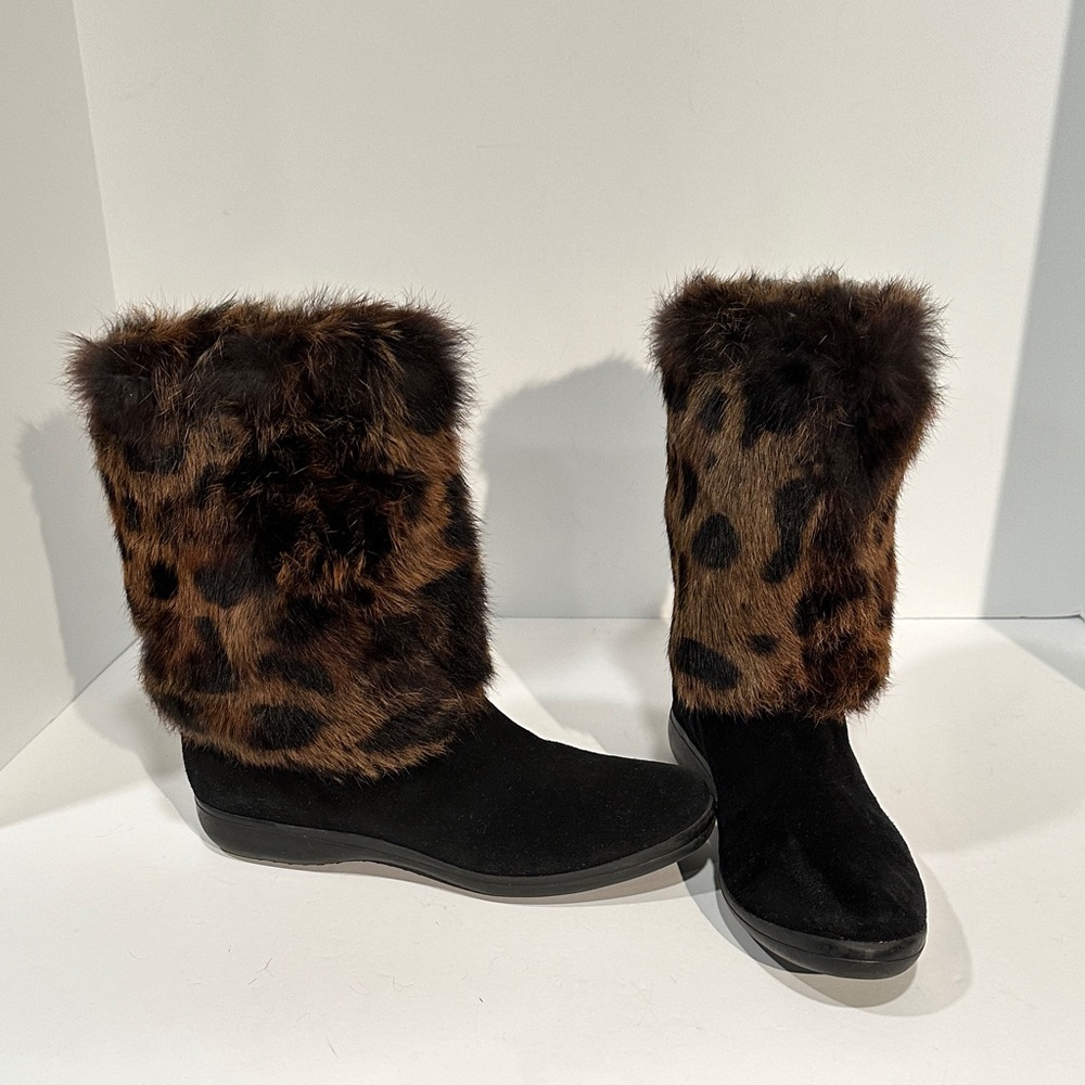 Leopard Print Fur Boots - Picture 2 of 4